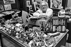 Ray Bradbury at his desk